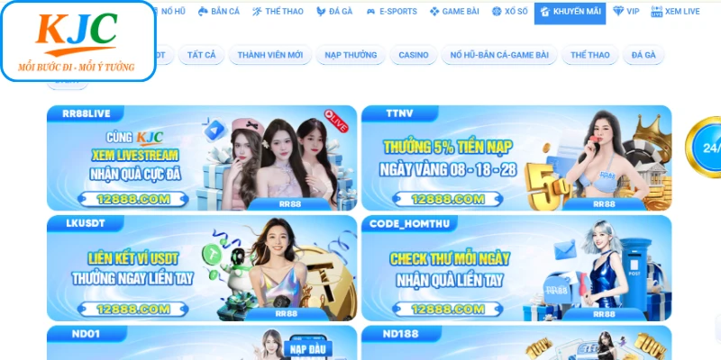 KJC RR88 khuyến mãi tháng 12 qua chương trình livestream